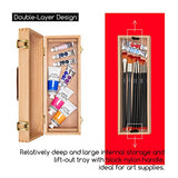 MEEDEN Medium Art Supply Storage Box - Multi-Function Solid Beech Wooden Chest/Art Tool Box with Lift Out Trays for Paint Brush, Pencil, Pastel, and MEEDEN