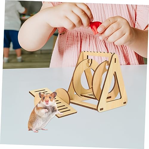 NOLITOY 2pcs Assembled The Swing Squirrel cage Hamster DIY Seesaw Wooden Hamster Habitat Decor pet Rat cage Accessories DIY Wood Toy for Hamster - WoodArtSupply