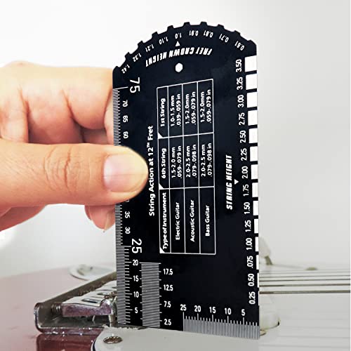 NEW Guitar Ruler String Action Ruler Gauge Tool, Fret Rocker Luthier Tool Guitarist Gift, Guitar Set Up Tool Kit for Electric Bass Acoustic Guitar Bavane