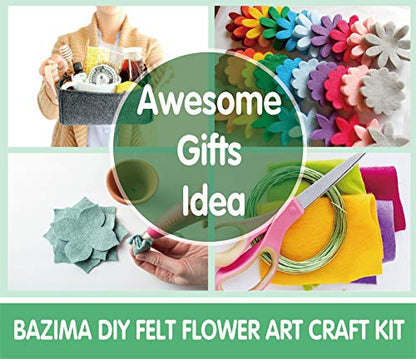 BAZIMA DIY Felt Flower Art Craft Kit, DIY Felt Sunflower and Chrysanthemum Bouquet Kit, 7pcs Felt Flowers,Floral Gifts,Beginner Craft Kit,Arrange - WoodArtSupply