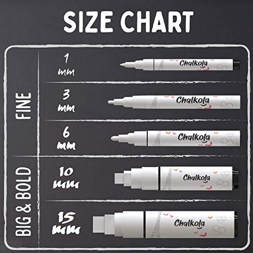 Chalkola 8 Bright 15mm and 5 White Variety Markers Bundle - WoodArtSupply