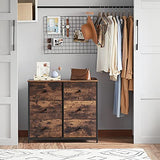 SONGMICS Dresser for Bedroom, Chest of Drawers, 6 Drawer Dresser, Closet Fabric Dresser with Metal Frame, Wooden Top and Front, Brown and Black SONGMICS