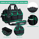 AIRAJ 16 Inch Tool Bag with Night Reflector Strip, Waterproof Tool Storage Bag has Adjustable Shoulder Straps, Heavy Duty Tool Bag Organizer with ABS AIRAJ