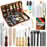 BUTUZE Leather Working Tools, Leather Tool Kit, Practical Leather Craft Kit with Waxed Thread Groover Awl Stitching Punch Hole for Leathercraft BUTUZE