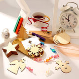 Tatuo 50 Pieces Christmas Wooden Ornaments Wood Snowflake Angel Star Christmas Tree Round Discs Decorations Hanging Embellishments with 50 Pieces Tatuo
