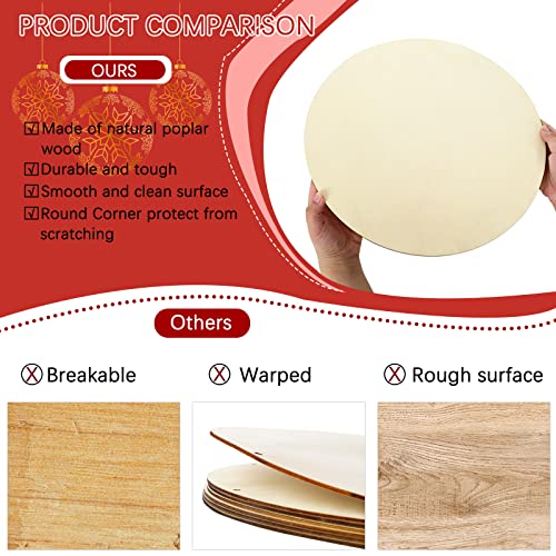 Whaline 10Pcs 18 Inch Valentine's Day Wood Circles for Crafts with Ribbon & Twine Holiday Rustic Round Wooden Signs Blank Wood Slices for Festival Whaline