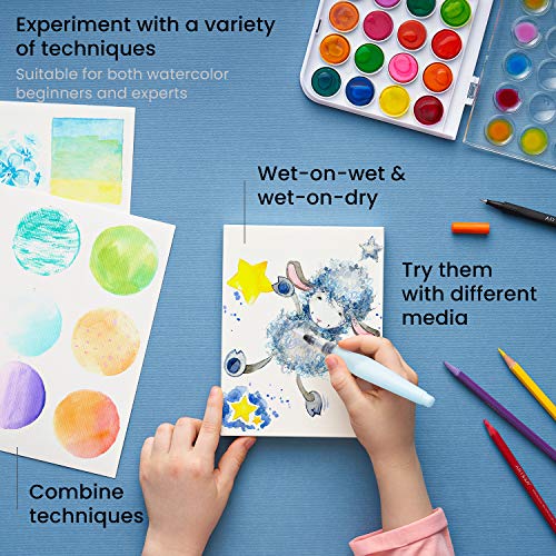 Arteza Kids Watercolor Painting Art Set, Watercolor Paint 36 and Foldable Canvas Paper Bundle, DIY Painting Kit, Art Supplies for Kids and Adults ARTEZA
