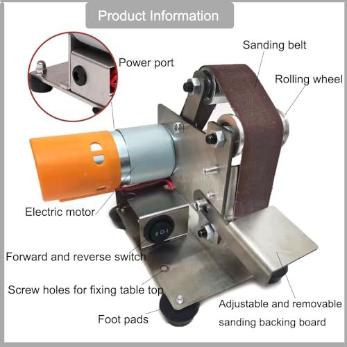 Electric Mini Belt Sander Polishing-Grinding Sharpener, 13 x 1.2inch Power 7 Adjustable Speed Multifunctional Mini Bench Belt Grinder Kit for Metal - WoodArtSupply