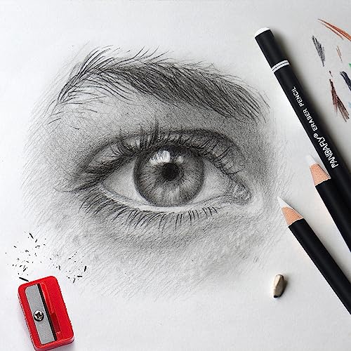 PANDAFLY Eraser Pencil Set - 6pc Eraser Pencils and 2pc Sharpener, Erasing Small Details or add Highlights for Sketching, Charcoal Drawings. Art PANDAFLY