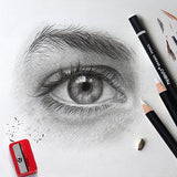 PANDAFLY Eraser Pencil Set - 6pc Eraser Pencils and 2pc Sharpener, Erasing Small Details or add Highlights for Sketching, Charcoal Drawings. Art PANDAFLY