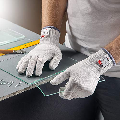 NoCry Heavy Duty Cut Resistant Work Gloves — Durable Cut Resistant Gloves with Grip Dots, Level 5 Cutting Gloves for Chefs, Perfect Wood Carving NoCry