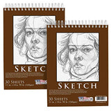 U.S. Art Supply 11" x 14" Top Spiral Bound Sketch Book Pad, Pack of 2, 30 Sheets Each, 90lb (160gsm) - Acid-Free Heavyweight Paper, Artist Sketching US Art Supply