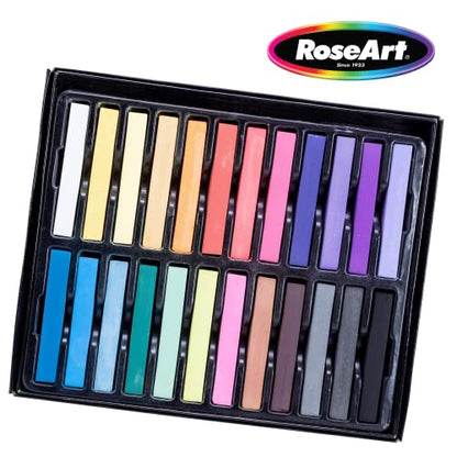 RoseArt Premium 24ct Long Soft Pastel Stick Set for Professionals - Pigment Rich, Full Size Pastel Sticks Vivid Colors - WoodArtSupply