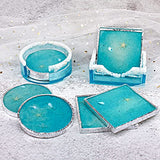 RESINWORLD Resin Coaster Molds Set, Upgrade 10 pcs Silicone Coaster Molds Kit Storage Box Mold for Resin Casting, Square Round Coaster Epoxy Resin ResinWorld