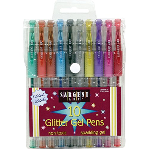 Sargent Art 10 Count Assorted Color Glitter Gel, Non-toxic, Magical Ink Pens, Art Marker Pens For Drawing, Journaling, Doodling, Adult Colouring - WoodArtSupply