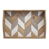 Stonebriar Decorative Rectangle Multicolor Chevron Wood Tray with Handles, 18" x 12" Stonebriar