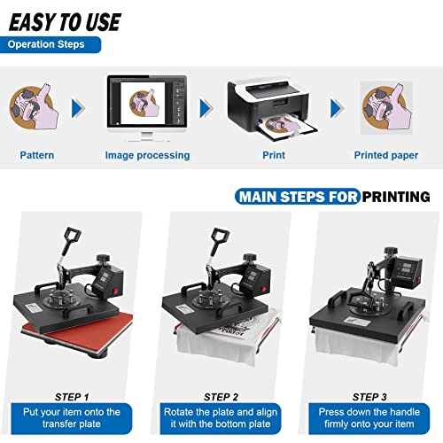 Topdeep Heat Press 15x15 Inch 8 in 1 Heat Press Machine, Swing Away T Shirt Pressing Machine Digital Control, Multifunction Heat Press Transfer Topdeep
