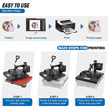 Topdeep Heat Press 15x15 Inch 8 in 1 Heat Press Machine, Swing Away T Shirt Pressing Machine Digital Control, Multifunction Heat Press Transfer - WoodArtSupply