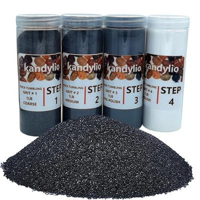Kandylio Rock Tumbler Grit Kit 4 Lbs. 4-Steps Rock Tumbling Grit and Polish Refill,Polish Up to 30 lbs. of Rocks, Rock Polishing Grit Media for Any