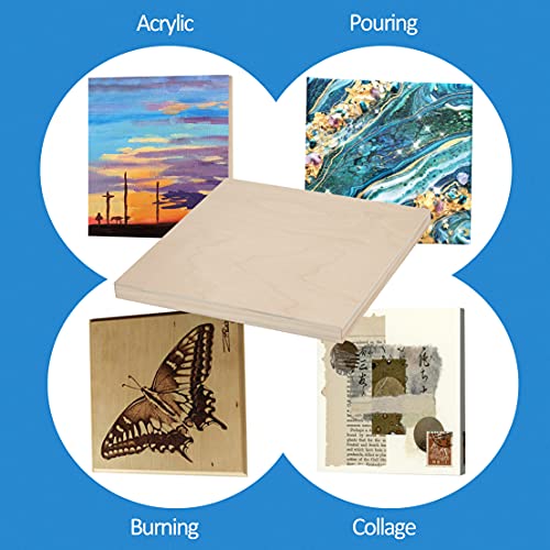 Falling in Art Unfinished Birch Wood Canvas Panels Kit, Falling in Art 4 Pack of 10x10’’ Studio 3/4’’ Deep Cradle Boards for Pouring Art, Crafts, Falling in Art