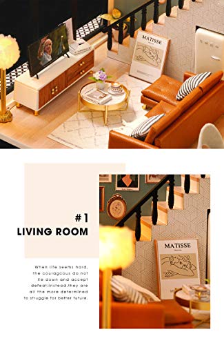 Flever Dollhouse Miniature DIY House Kit Creative Room with Loft Apartment Scene for Romantic Artwork Gift (Comfortable Life) Flever