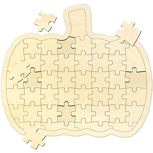 Blank Puzzle Pumpkin Shape with 43 Pieces to Draw on, Blank Wooden Jigsaw Puzzle with Puzzle Tray for Fall Season & Halloween, Custom Puzzle - WoodArtSupply