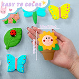 12 Sets Arts and Crafts Set Painting Kit for Kids Unpainted DIY Ceramic Figurines Paint Your Own Figurines with 12 Magnet 2 Brushes and 1 Palette Sinmoe