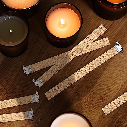 Wooden Wicks for Candle Making - 100pcs Candle Wicks for Soy Wax with Metal  Clips at Base - Cracking Wood Wicks for Candles Making Home Décor Candle