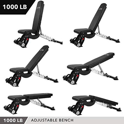 DAY1 FITNESS Adjustable Weight Bench, 1000 lb by D1F for Strength Training -Incline, Decline, Flat Workout Benches for Lifting, Flies, Chest Press, - WoodArtSupply