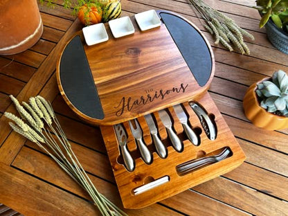 Personalized Charcuterie Board Set/19pcs Cheese Board And Knife Set, Realtor Closing gift, Custom Charcuterie board, Wedding Gift