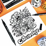 Arrtx Black Acrylic Paint Pens - 8 Pack Brush Tip and Fine Tip (Dual Tip) Black Paint Markers for Rock Painting, Water Based Acrylic Painting Arrtx