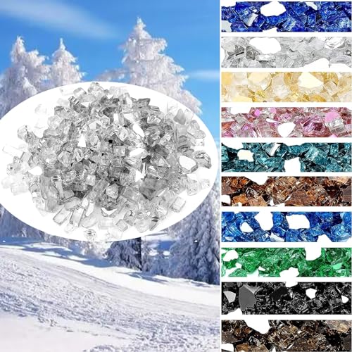 Onlyfire 10 pounds Fire Glass for Propane Fire Pit and Gas Fireplace, 1/4 Inch Reflective Firepit Glass Rocks for Fire Pit Table and Fire Bowl, High onlyfire
