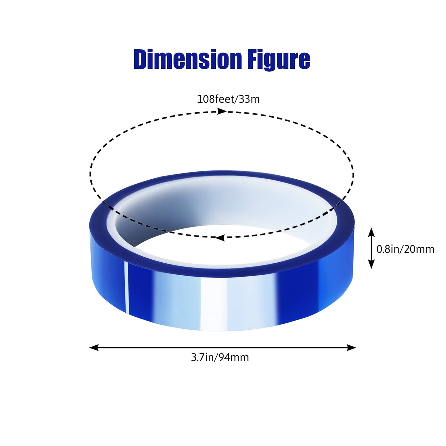 MEBMIK 4 Rolls 20mm x33m(108ft) Blue Heat Tape High Temperature Heat Resistant Tape Heat Transfer Tape for Heat Sublimation Press Vinyl,No Residue - WoodArtSupply