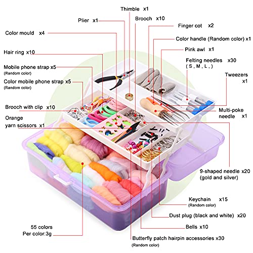 LOKUNN 339 Pcs Needles Felting Kit, Complete Needle Felting Starter Tools with Storage Box, Felting Kits for Beginners, Felt Needle Kit, Wool Felting LOKUNN