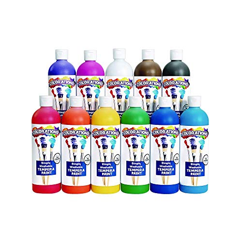 Colorations - SWT16 Simply Washable Tempera Paints, 16 fl oz, Set of 11 Colors, Non Toxic, Vibrant, Bold, Kids Paint, Craft, Hobby, Arts & Crafts, - WoodArtSupply