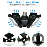 QiyuanLS LED Garage Light,150W Deformable LED Garage Ceiling Lights,15000LM Garage Lights with 4 Adjustable Panels, E26/E27 LED Shop Lights for QiyuanLS