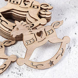 MAGICLULU 20pcs Unfinished Rocking Horse Wood Slice Hollow Wooden Horse Pattern Cutouts Hanging Wooden Horse Christmas Tree Ornament for Christmas MAGICLULU