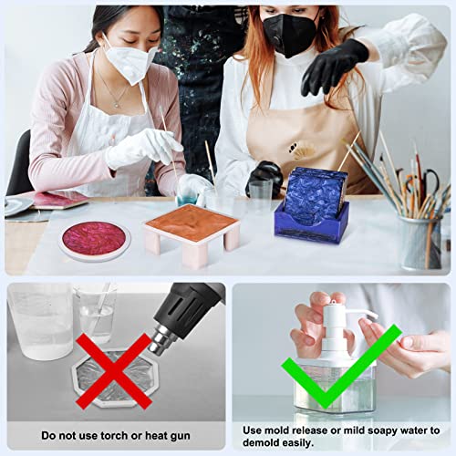 LET'S RESIN 18 Pcs Coaster Resin Molds Silicone, Coaster Molds with Round Square Octagon Shape Holder Molds for Epoxy Resin, DIY Art Craft Cup Mats LET'S RESIN