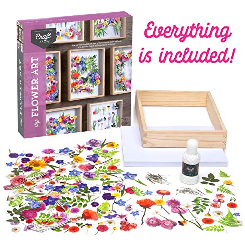 DIY Flower Craft Kit for for Teens & Adults - Make Beautiful Flower Art  Piece for Wall - Faux Flower Terrarium Kits - Precut Paper Flowers with  Glue 