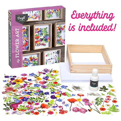 DIY Flower Craft Kit for for Teens & Adults - Make Beautiful Flower Art Piece for Wall - Faux Flower Terrarium Kits - Precut Paper Flowers with Glue