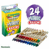 Crayola Metallic Crayons, Kids Art Supplies, 24 Count, Coloring Supplies, Gift for Kids, Ages 3, 4, 5, 6 Crayola