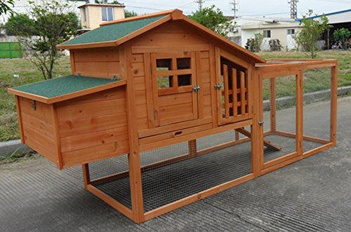 ChickenCoopOutlet Deluxe Large Wood Chicken Coop Backyard Hen House 3-5 Chickens w Nesting Box Run ChickenCoopOutlet