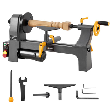 Hoteche Benchtop Wood Lathe 3-Amp 10-Inch x 13-Inch Variable Speed Mini Power Woodturning Tool Hoteche