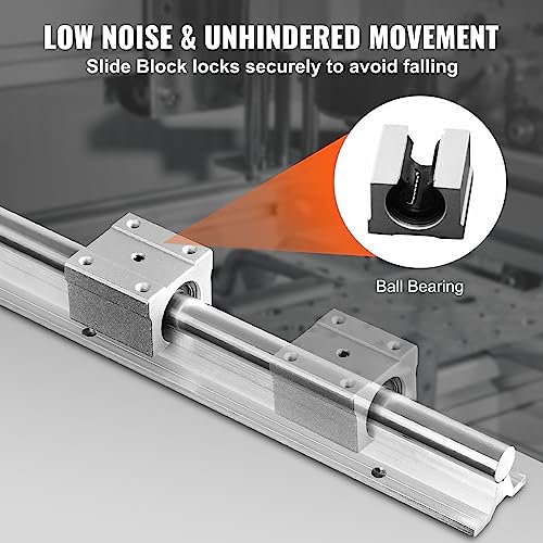 VEVOR Linear Guide Rail Set, SBR16 1500mm, 2 PCS 59 in/1500 mm SBR16 Guide Rails and 4 PCS SBR16UU Slide Blocks, Linear Rails and Bearings Kit for - WoodArtSupply