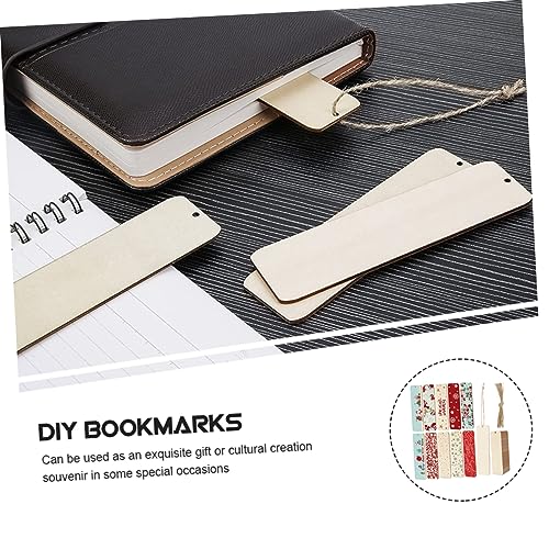 Tofficu 1 Set Wooden Bookmark Wood Crafts Tags Wooden Craft Bookmarks Unfinished Bookmark Blank Wooden Gift Tags Labels Lables Rustic Blank DIY Tofficu