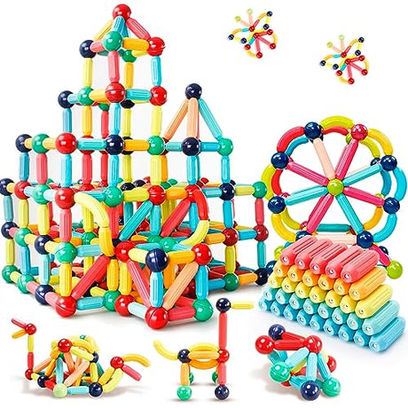 DMOIU Magnetic Building Blocks STEM Educational Toy for Kids Montessori Learning Sticks and Balls, Sensory Activities Toys for Toddlers, Gift for DMOIU