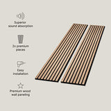 SLATPANEL Two Acoustic Wood Wall Veneer Slat Panels - Natural Oak | 94.49” x 12.6” Each | Soundproof Paneling | Wall Panels for Interior Wall Decor Slatpanel