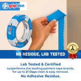GripBlue Blue Painters Tape 1 inch Wide, Masking Tape Blue .94in x 60yds, 36 Rolls of Blue Paint Tape, 1 Inch Painters Tape for Sharp Lines, Blue GripBlue