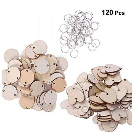 Amosfun 120PCS Wooden Calendar Birthday Wall Wood Hanging Family Sign Board Plaque Tags for Round Signs Decor Reminder-Creative Wooden Round Hanging Amosfun