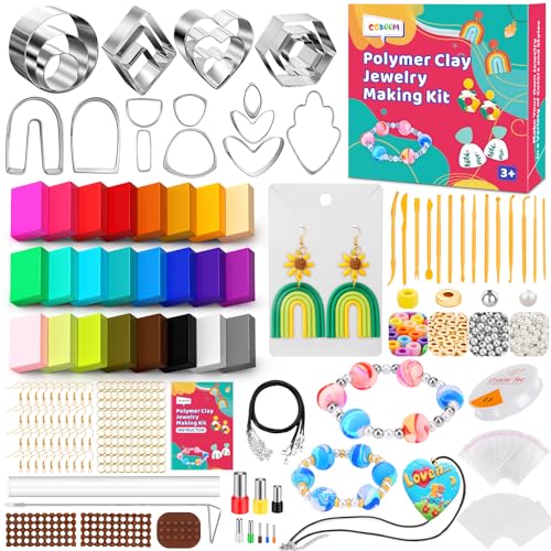 CGBOOM 527Pcs Polymer Clay Jewelry Making Kits,3 in 1 Clay Earring and Bracelet Making Kit, Jewelry Making Tools for Adults and Kids (Include CGBOOM